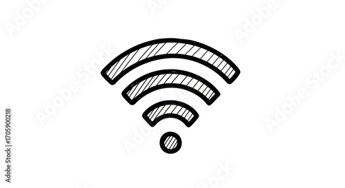 Hand-drawn Sketch of a Wireless WiFi Signal Icon.