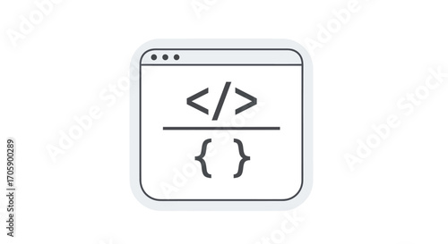 Code Window Icon with Angle Brackets and Curly Braces.