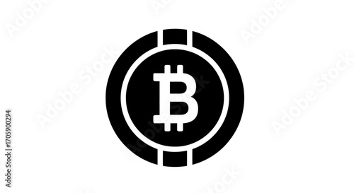 Black Bitcoin Symbol: Cryptocurrency Icon Design.