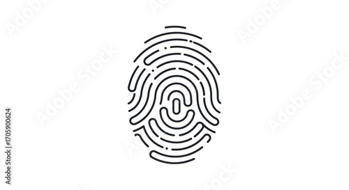 Detailed Black and White Fingerprint Graphic with Unique Ridge Patterns.