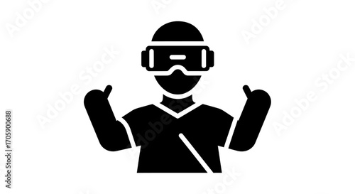 Excited Child Wearing VR Headset in Virtual Reality Experience.