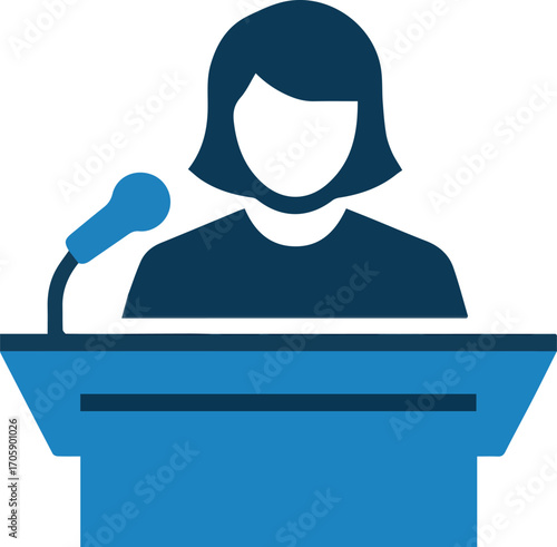 Vector art of woman giving a speech at a podium