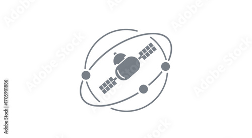 Satellite Orbiting Earth Atomic Structure Representation.