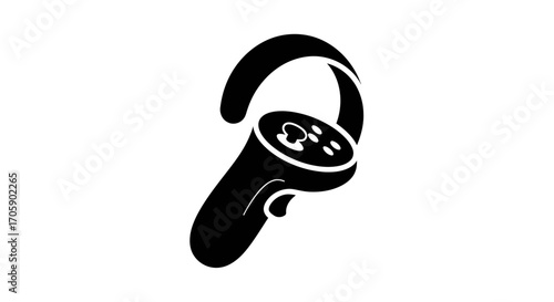 Black Silhouette Wireless Bluetooth Headset Earpiece Icon.