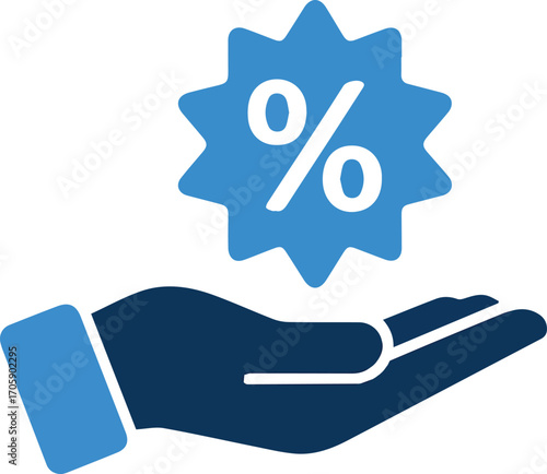 Vector art of a hand holding a percentage sign