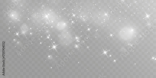 Magical glowing bokeh lights with sparkles on soft blurred background. Elegant dreamy festive atmosphere.	