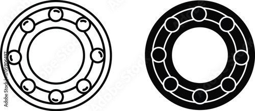Simple line art and silhouette illustrations of ball bearings