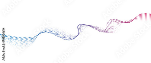 Natural flowing Dot Wave halftone gradient pattern on transparent background

