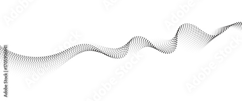 Natural flowing Dot Wave halftone gradient pattern on transparent background
