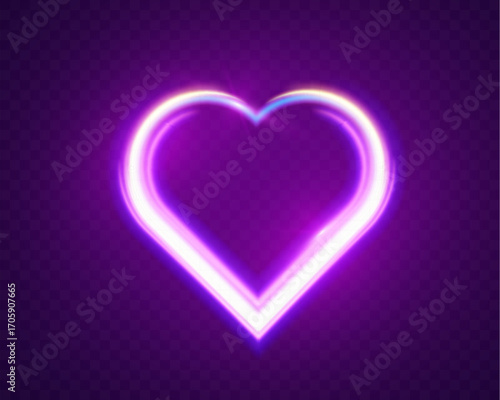 Glowing neon heart with vibrant pink and blue lights on background. Perfect for romantic, modern, or decorative design.	