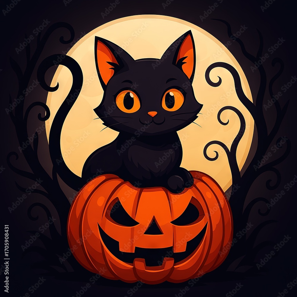 Fototapeta premium halloween pumpkin with bats