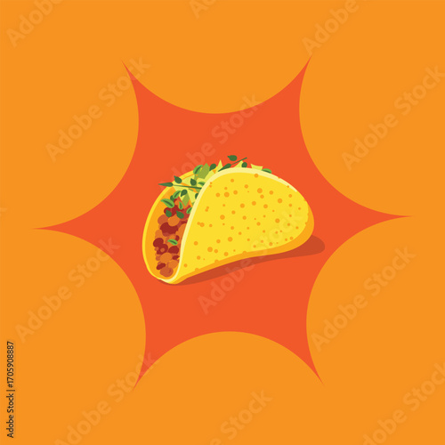 Mexican food illustration Tacos, Burrito, Chili Con Carne, Nachos, Guacamole isolated on white background
