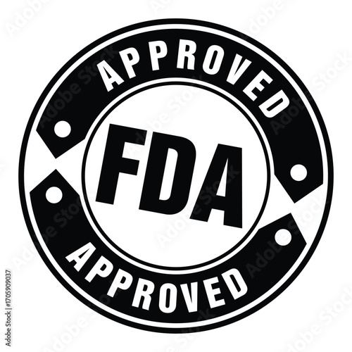 U.S. Food and Drug Administration FDA approved stamp vector template