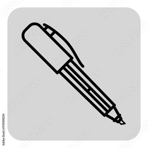 Line icon of pen, illustrating tool commonly used in educational settings. Note-taking, writing, and drafting concept