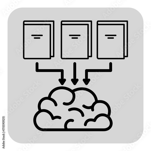 Illustration of multiple books leading to cloud symbol. Connection between education, knowledge storage, and digital learning platforms concept