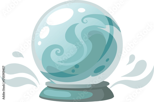 A vector illustration of a blue Easter egg decorated with a wave pattern and floral ornament