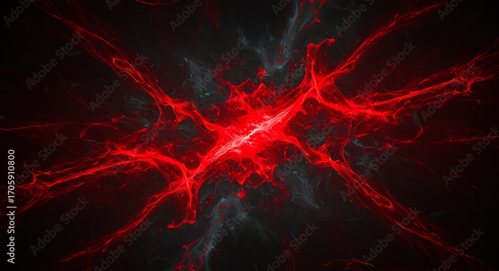 Obraz premium Abstract red energy streams emanating from a central bright point on a dark background art