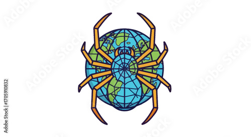 Stylized Spider on Globe: A Symbolic Representation of Global Reach.