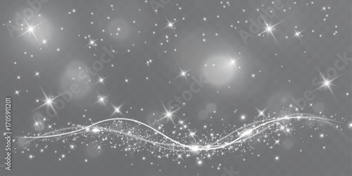 Magical glowing bokeh lights with sparkles on soft blurred background. Elegant dreamy festive atmosphere.	