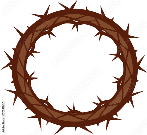 Gold and laurel wreath frame with a crown of thorns vector illustration on a white background