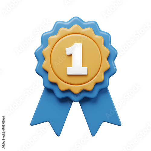Award Ribbon with Number One on Transparent Background Illustration