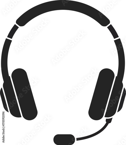 Scalable vector illustration of headphones with microphone for audio and communication graphics