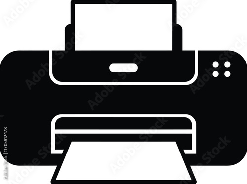 Scalable vector illustration of a black printer icon for general use