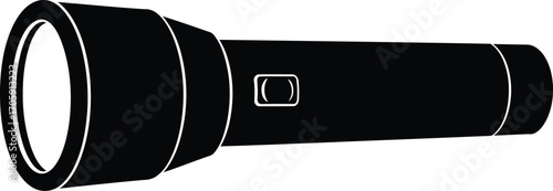 Scalable vector illustration of a black flashlight tool for illumination and emergency situations