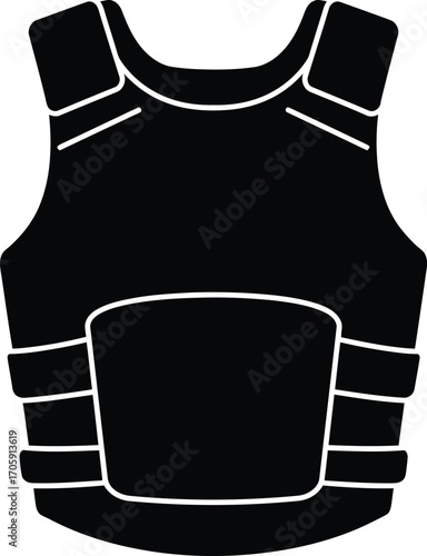 Scalable vector illustration of a bulletproof vest icon for security and protection
