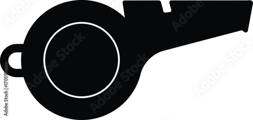 Black silhouette of a whistle vector graphic illustration for sports and refereeing