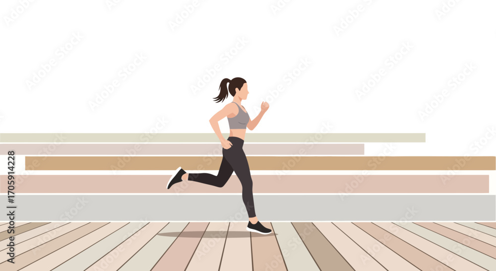 Fototapeta premium Energetic Woman Running Outdoors Depicted In a Contemporary Sport Illustration