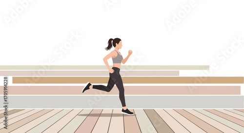 Energetic Woman Running Outdoors Depicted In a Contemporary Sport Illustration