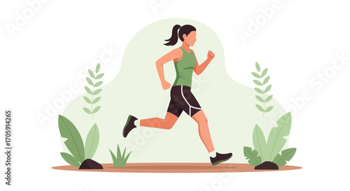 Energetic Woman Sprinting Through Outdoor Scene Achieving Peak Physical Endurance with Nature