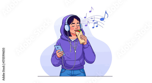 Enjoying Leisurely Moments: Music, Food and Technology Unite In Modern Lifestyle