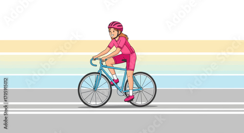 Enthusiastic Cyclist Adventures on Bicycle During Wonderful Sunny Day Outdoor Exercise