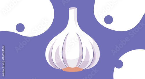 Freshly Illustrated Garlic Bulb Artistic Graphic Set Against a Lilac Background