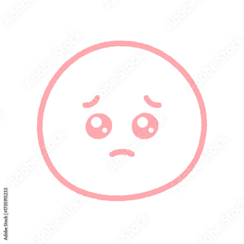 手書きのうるうるした涙目のかわいい絵文字 - ぴえん顔の甘える･お願い･心配な表情のピンクのイラスト