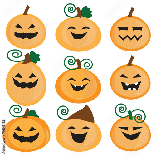 Set of Halloween pumpkin smiles