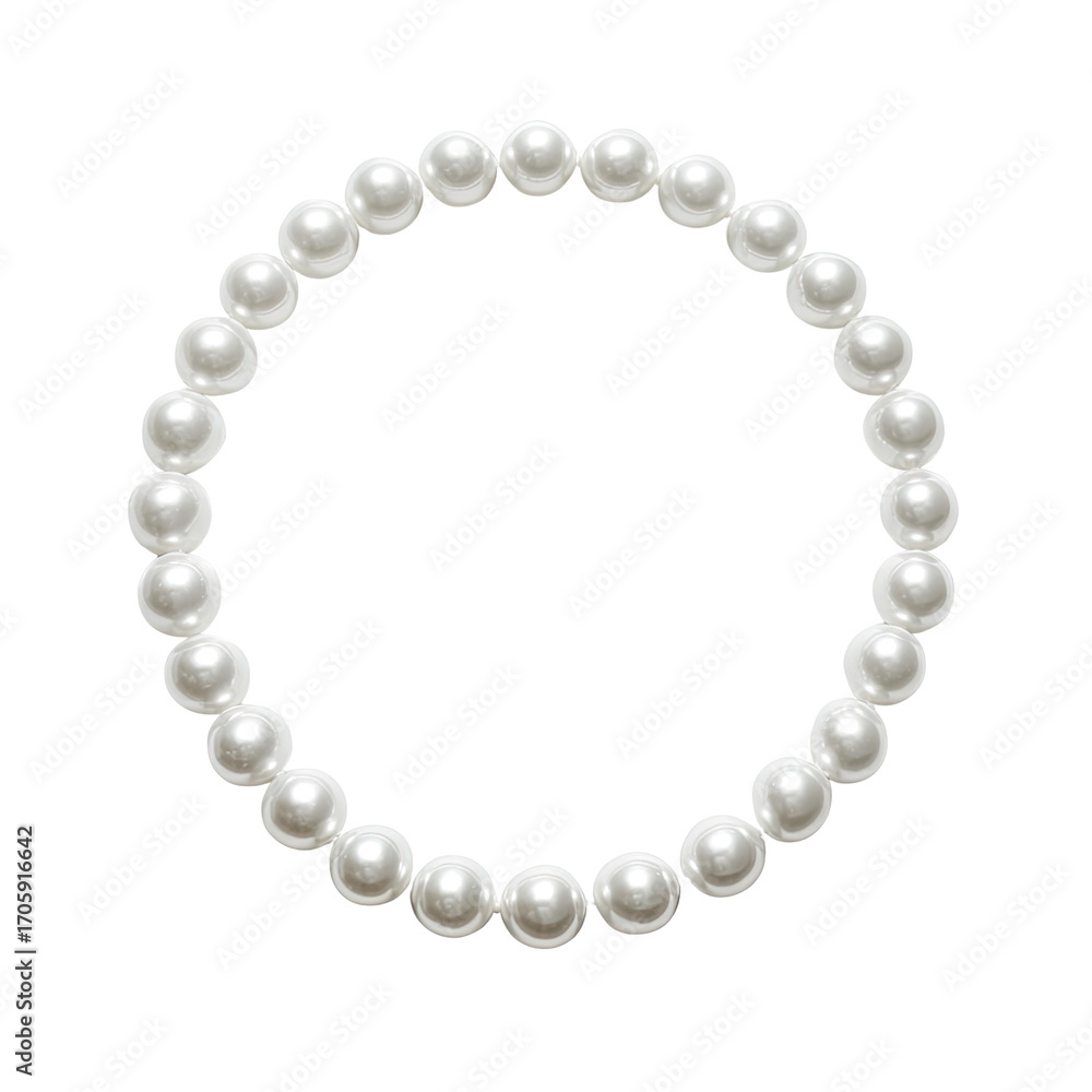 Obraz premium Elegant round pearl necklace with lustrous white pearls arranged in a timeless and classic fashion accessory design
