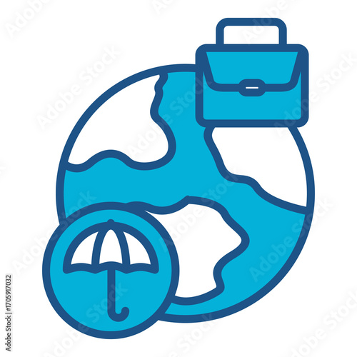 Travel Icon In Blue Monochrome Flat Design, Vector Illustration