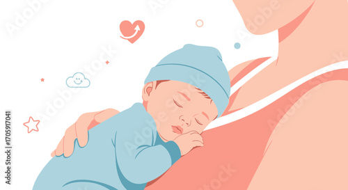 Gentle Slumber: A Tender Moment of Newborn Bliss and Motherly Comfort