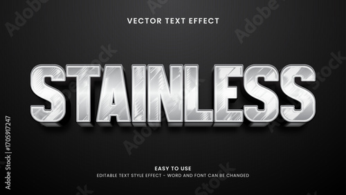 editable text effect stainless 3d style premium vector
