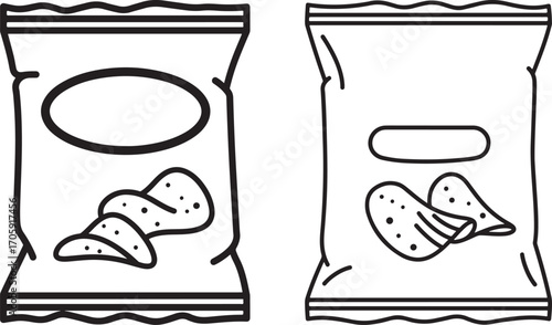 Two bags of potato chips silhouette