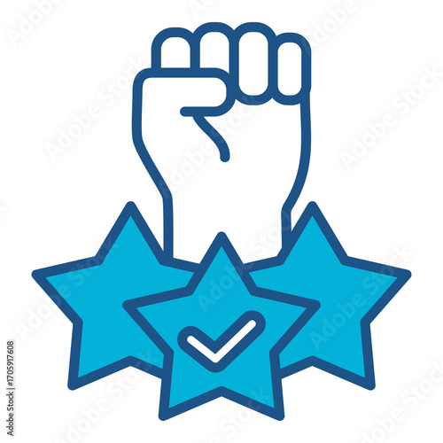 Independent Icon In Blue Monochrome Flat Design, Vector Illustration