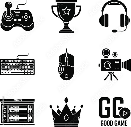 Esports vector icon set for gamers and streaming