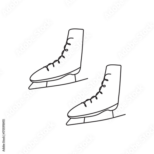 Line doodle illustration of ice skates