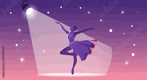 Graceful Silhouette Of A Ballerina Under The Spotlight In A Theatrical Performance