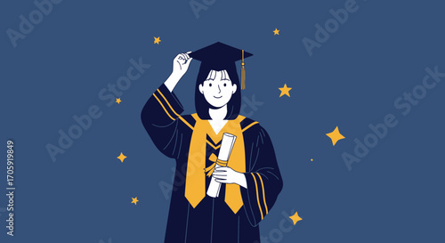 Graduation Ceremony: A Student Celebrating Academic Achievement With Diploma and Tassel