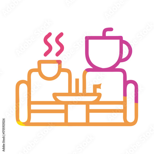 Cozy scene with hot drinks on sofa during relaxed gathering  