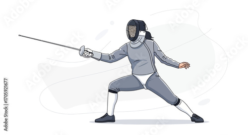 Fencer In Action: Artful Depiction Of A Sport Featuring Agility And Precision